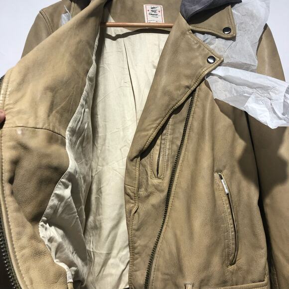 We the Free Womens Leather Moto Hoodie Jacket Brown Size M - Picture 10 of 11